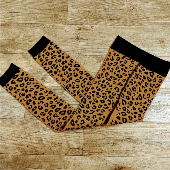 Leopard animal furry leggings brown black - Picture 1 of 2